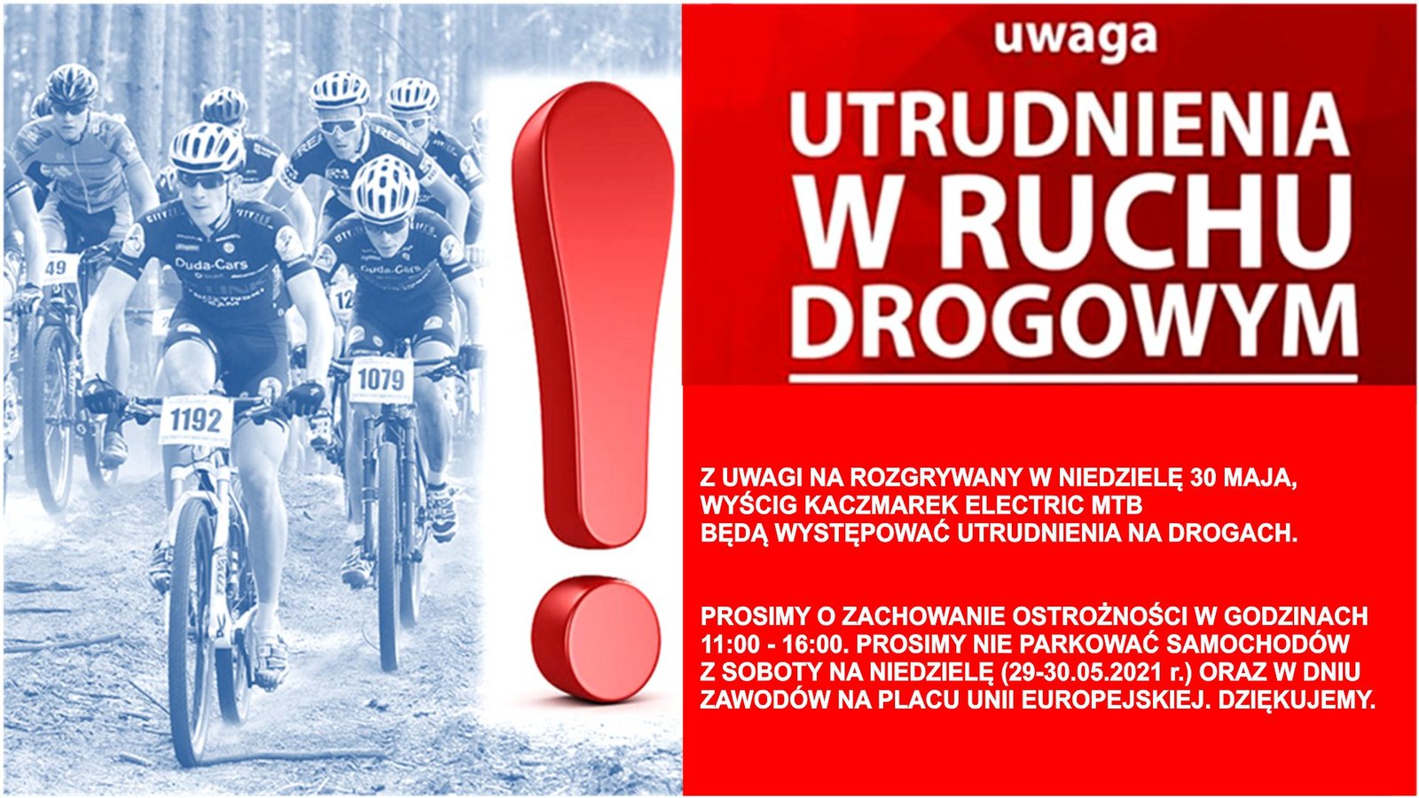 Utrudnienia w ruchu drogowym MTB